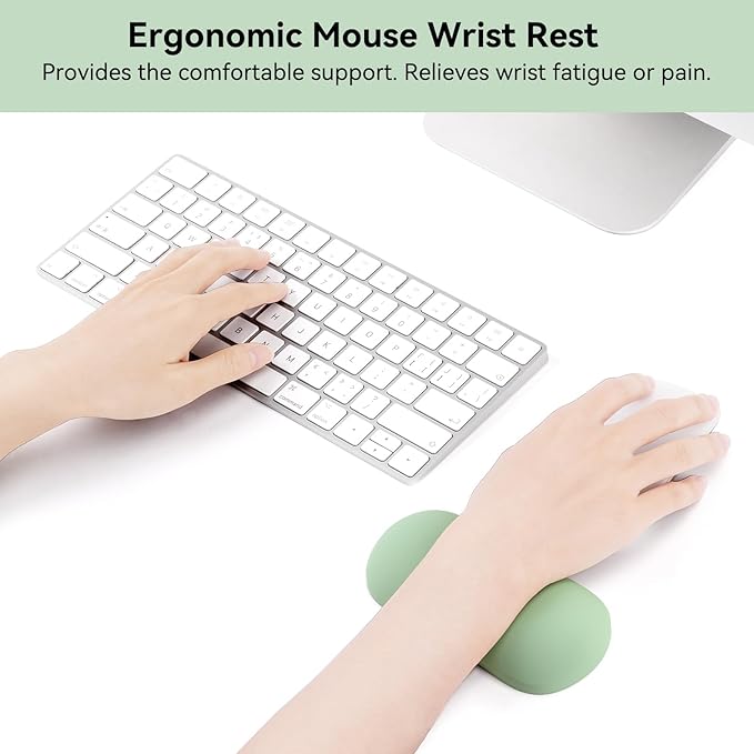 MOSISO Wrist Rest Silicone Ergonomic Air Cushion Mouse Support Pad, Keyboard Mouse Wrist Support for Typing, Gaming Pain Relief Pad Wrist Cushion for Computer, Laptop, Home & Office, Green