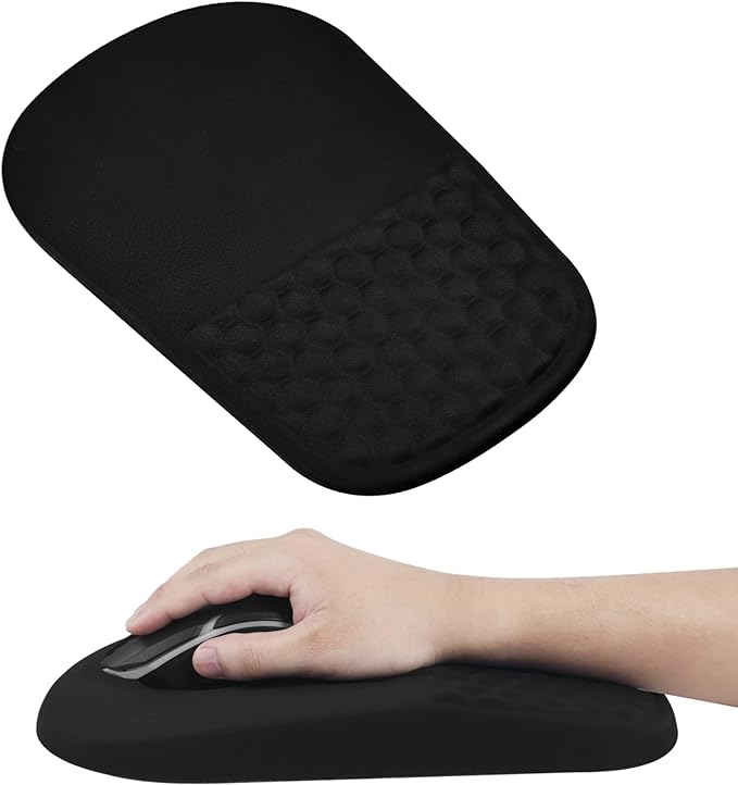 Ergonomic Mouse Pad with Wrist Support, Comfortable Memory Foam Mousepad with Massage Design and Non-Slip PU Base, Wrist Rest Mouse Pad for Office and Home, 12x8 Inch
