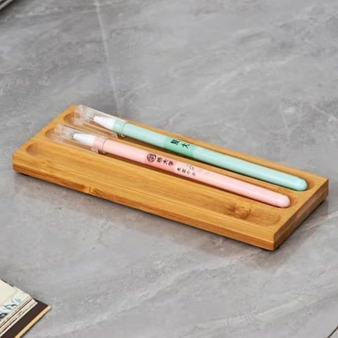 Pen holder Organizer of Office desks,Walnut Desk Pen Stand,Wave Pen TrayOffice Accessory,Teacher Gifts,Suitable for School,Home,Office Desktop Art Accessories (Log-3 Grid)