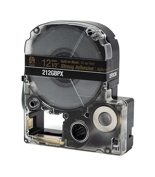 Epson LABELWORKS 212GBPX Genuine PET (Polyester) Tape Cartridge - Gold on Black Label Maker Tape - 1/2" (12MM) Wide, 30'