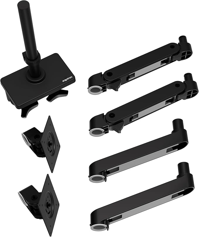 Ergotron – Upgraded LX Pro Premium Vertical Stacking Dual Monitor Arm, VESA Desk Mount – for 2 Monitors Up to 24 Inches, 4 to 22 lbs Each – Matte Black
