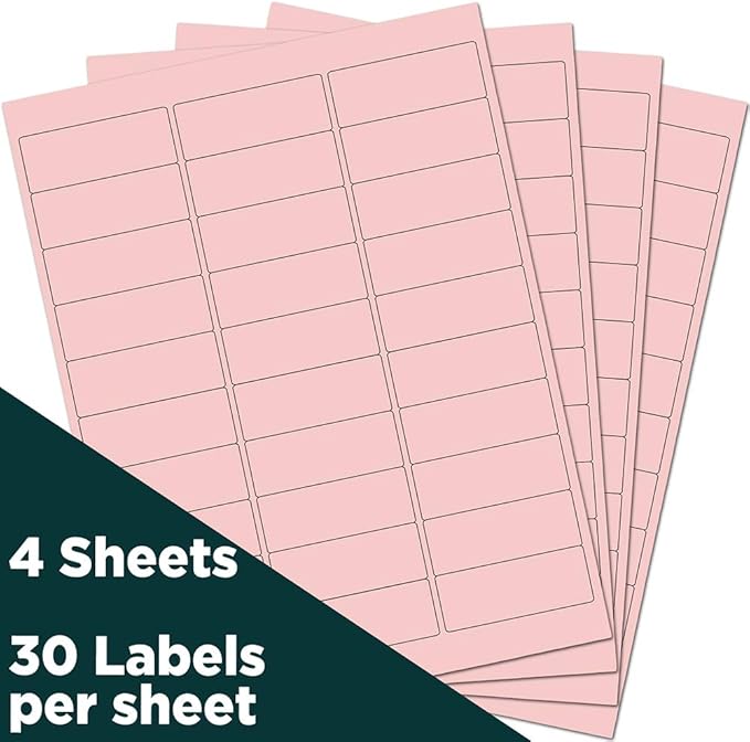 JAM PAPER Return Address Labels - Standard Mailing - 1 x 2 5/8 - Baby Pink Pastel - 120 Shipping Labels/Pack