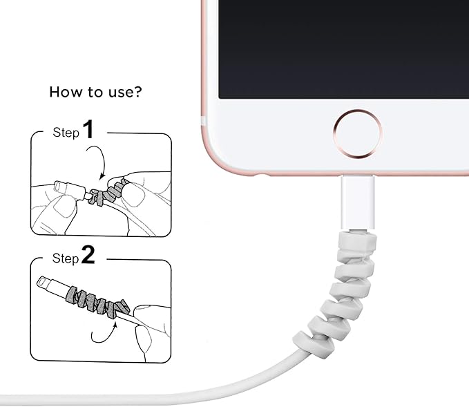 Jetec 24 Pcs Charger Cable Protector,Silicone Flexible Cable Saver,Spiral USB Mouse Wire Protector for Headphone Laptop Earphone Cell Phone Wrap Accessories (Grey)