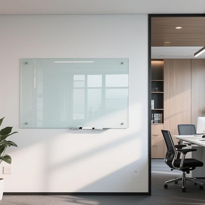 Glass Dry Erase White Board - Magnetic Whiteboard 48"X36" Large Frameless Boards with Super Strong Magnets for Office, School and Home Wall