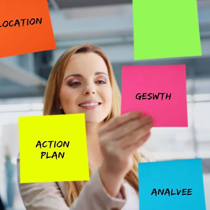 Zubebe 6 Pads 11 x 11 Inch Large Sticky Notes Jumbo Bright Colors Sticky Notepads Self Stick Note Square Memo Post Stickies for Office School, 25 Sheets/pad