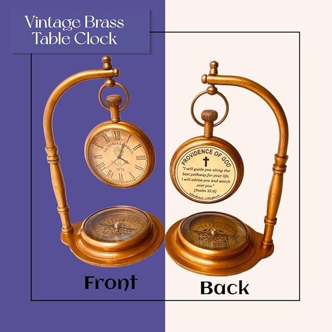 ALADEAN Inspirational Gift Table Compass | I Will Guide You Quote Engraved Desk Compass - Religious Gift Shelf Vintage Decor Christian Gift (Providence of God)