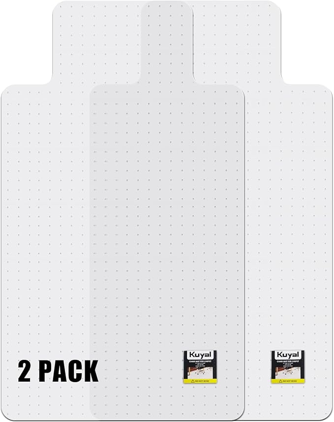 Kuyal Office Chair Mat for Carpet, 2Pack 32x55 Clear Heavy Duty Computer Chair Mat with Lip, Under Desk Protector Carpeted Floors Mat, Easy Chair Movement,Ship Flat