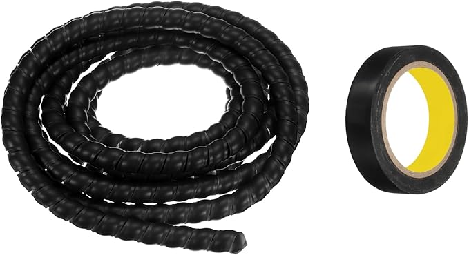 MECCANIXITY Spiral Cable Wrap 9.8ft/3.0M 12mm Cable Management Sleeve PP Insulation Cord Organizer for Computer Wire Power Cable Gas Pipe Black with Tape