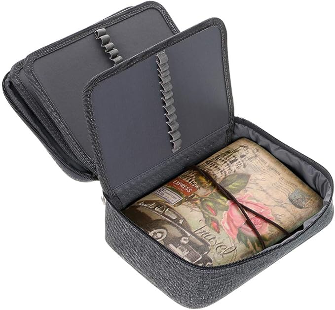BTSKY® High Capacity Zipper Pens Pencil Case- Multi-Functional Stationery Pencil Pouch 72 Slots Colored Pencil Case Portable Pencil Bags With 2 Removable Sleeves Grey