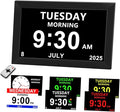 Digital Alarm Clock for Seniors - No-Abbreviation Date HD Display Auto Dimming Photo FrameWhite Noise DST Adjustment, Ideal Gift for Elders (10inch Black)