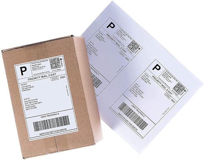 PAPRMA Half Sheet 8.5x5.5inch Shipping Mailing Label 4000 Counts, 2 Labels Per Sheet 8.5 x 11 for Laser & Inkjet Printer, Permanent Adhesive Label Square Corner (2000 Sheets)