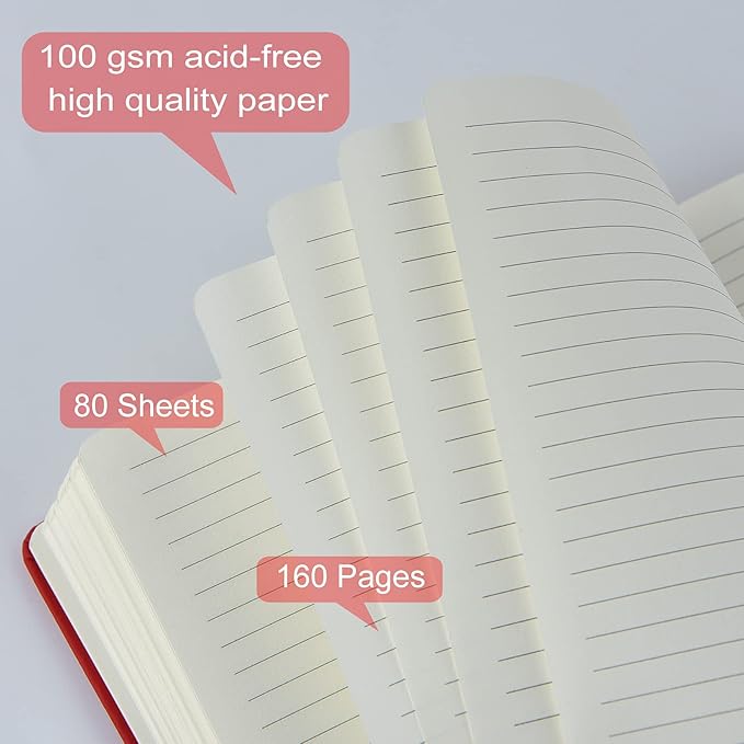 Coopay 48 Pack A5 Journal Notebooks Bulk, 160 Pages, 100GSM Thick Paper, 8.3 x 5.5 inch Hardcover Lined Leather Journals for Writing Office School Business,Bulk Notebook for Work Men Women (6 Colors)