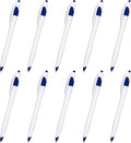 DISCOUNT PROMOS Slim Curvy Ballpoint Pens Set of 10, Bulk Pack - Black Ink, Retractable, Great for Office, School, Tradeshows - Blue Black