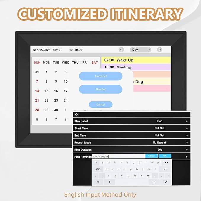Smart Digital WiFi Clock, 10.1" Inch Touch Screen Auto Time and Date Sync, 7-Day Weather, 64 Custom Alarms & Schedules,2026 Calendar No App Required