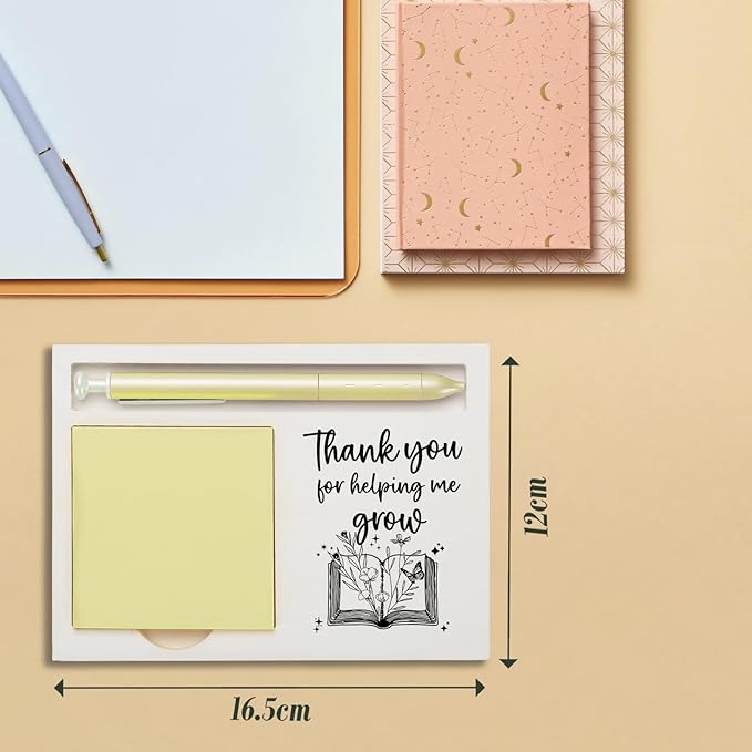 Thank You for Helping me Grow, End of The Year Teacher Sticky Note Holder Gift, Back to School, Teacher Appreciation Week Quote Self-Stick Note Pad Holders ZBA14
