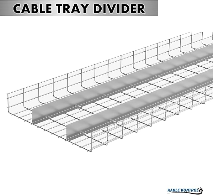 Kable Kontrol Stainless Steel Tray Divider – 2" H Tray Dividing and Cable Routing - Wire Mesh Tray Cable Management Rack Cable Basket, NEC Approved for Network, Fiber Optic, Cabling Accessory