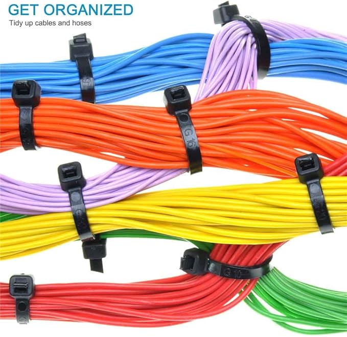 100pcs Cable Zip Ties Heavy Duty 12 Inch, Premium Plastic Wire Ties with 50 Pounds Tensile Strength, Self-Locking Black Nylon Zip Ties for Indoor and Outdoor