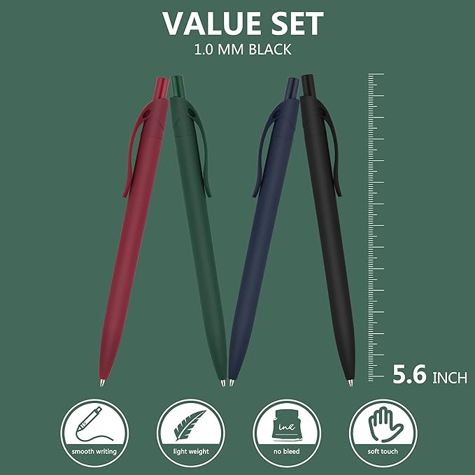 deegtran Pens Bulk, 100 Pack No Bleed Click Black Pens, Retractable Ballpoint Pens, Medium Point, Smooth Ink Pens, 1.0MM Black Ink