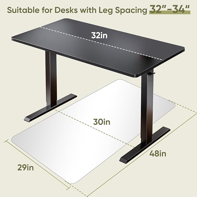 Furnbar Office Chair Mat for Carpet & Hardwood, Upgraded 29" x 48" Dual Use Tempered Glass Chair Mat for Chair and Footrest Under Desk
