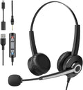 Voistek USB Headset with Microphone for Laptop/PC, Wired Business Headphones with Noise Cancelling Mic, in-Line Volume Control for Call Center,Work from Office Home, Teams, Zoom, Skype