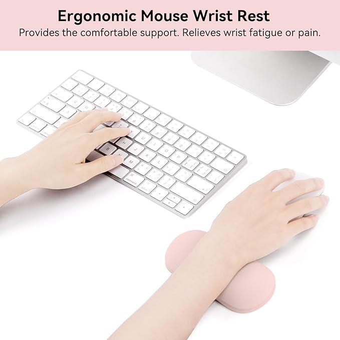 MOSISO Wrist Rest Silicone Ergonomic Air Cushion Mouse Support Pad, Keyboard Mouse Wrist Support for Typing, Gaming Pain Relief Pad Wrist Cushion for Computer, Laptop, Home & Office, Pink