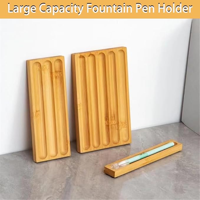 Pen holder Organizer of Office desks,Walnut Desk Pen Stand,Wave Pen TrayOffice Accessory,Teacher Gifts,Suitable for School,Home,Office Desktop Art Accessories (Log-3 Grid)