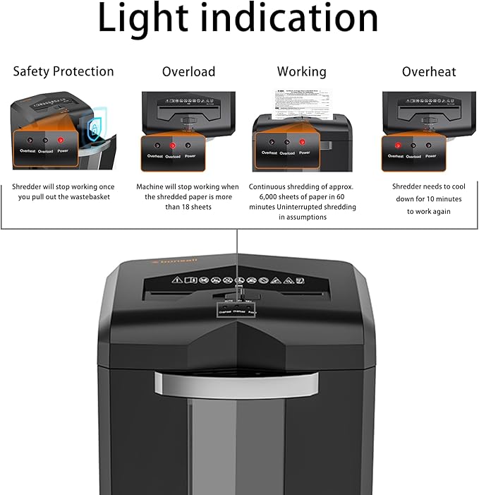 bonsaii 18 Sheet Heavy Duty Cross-Cut Paper and Credit Card Shredder, 6 Gallon Pullout Basket and 4 Casters, Black