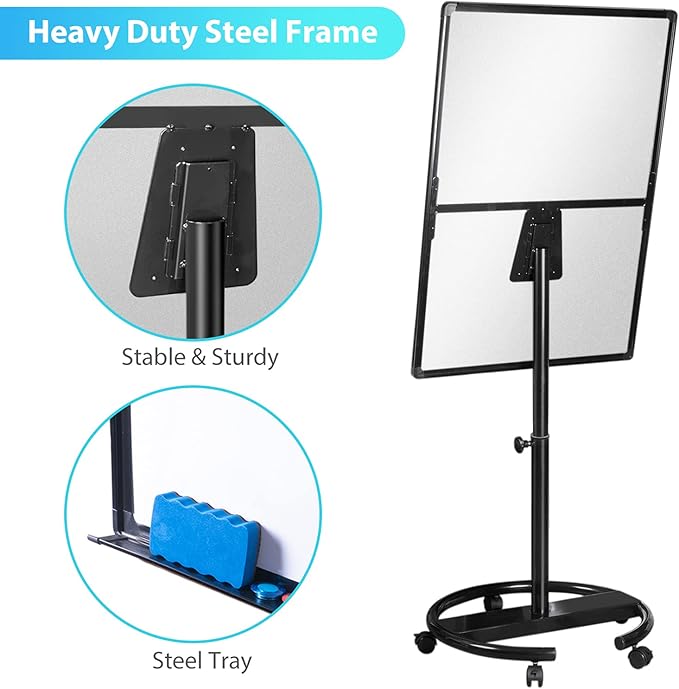 maxtek Mobile Dry Erase Board – 40x28 inches Magnetic Portable Whiteboard Stand Easel White Board Flipchart Easel Board with 25 Sheets Paper Pad
