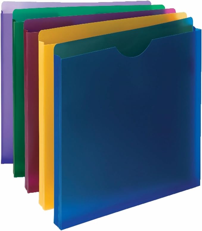 Smead Poly Expanding File Jacket, Straight-Cut Tab, 1” Expansion, Letter Size, Assorted Colors, 10 per Pack (89610)
