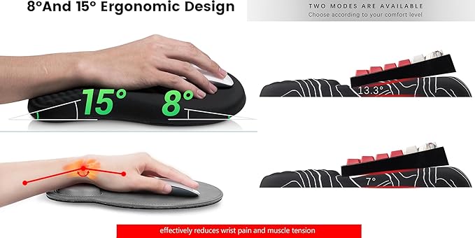 Keyboard Wrist Rest -Ergonomic Ergonomic Mouse Pad and Keyboard Wrist Rest- with Carpal Tunnel Pain Relief Massage Bumps and Full Memory Gel Design - Ideal Frequent Computer (Line)