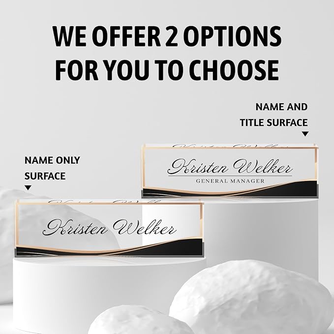 Personalized Office Name Plate, Custom Name Plate for Desks, Office Desk Decorations Gift for Women Men, Acrylic Desk Name Plate for Teacher Coworkers Staff Boss (Business Style-2)