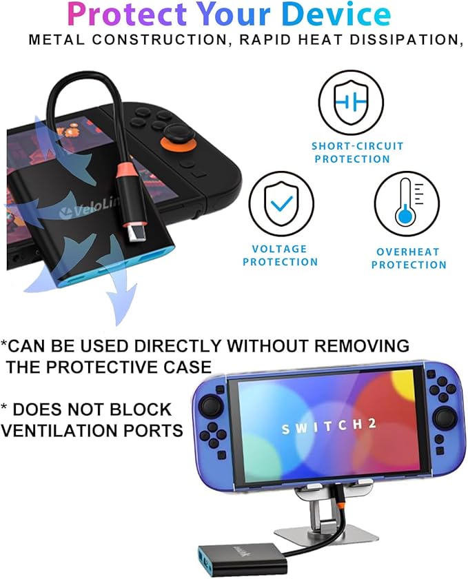 Switch 2 Dock kit with Switch Stand for Nintendo Switch 2 for HDMI 2.1+PD +USB A 3.2 compatibale with Laptop+MacBook ! ! Require Manual firmware Update for V21 or Above ! ! (Update Support Available)