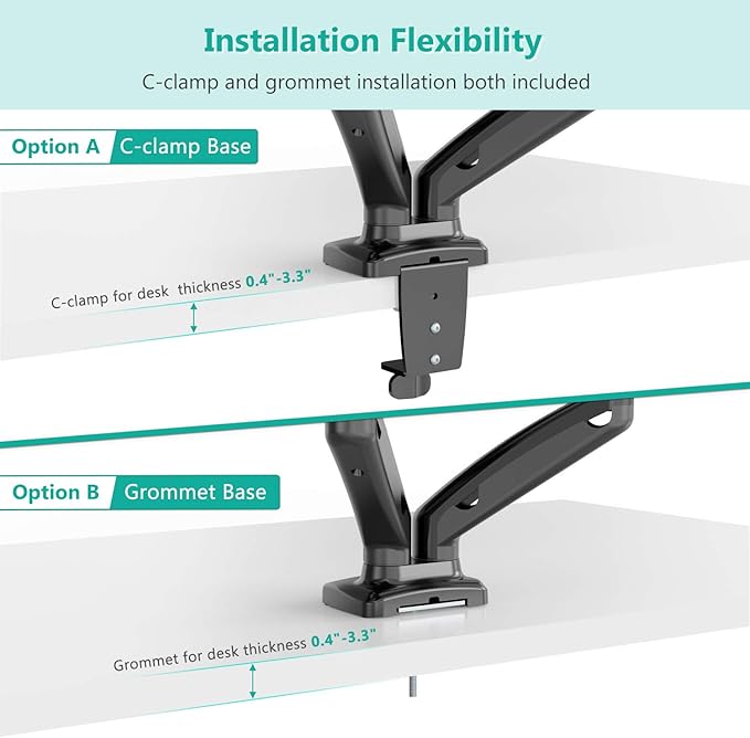 WALI Dual Monitor Stand for 17-32 inch Screens, Dual Monitor Arms for 2 Monitors Holds up to 19.8 lbs, Adjustable Gas Spring Dual Monitors Mount, VESA 75x75/100x100mm (GSMP002), Black