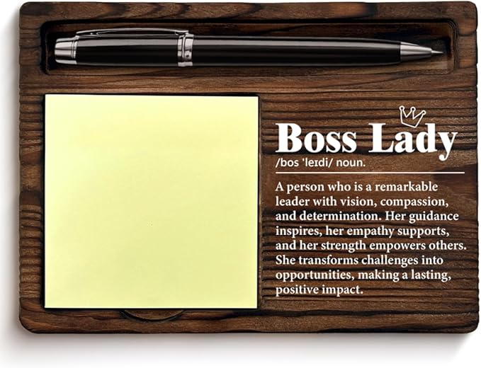 Office Decor Gifts for Boss Lady Female Boss's Day Leaving Retirement Farewell Birthday, Boss Lady Definition Sticky Note Holder for Bosses Female