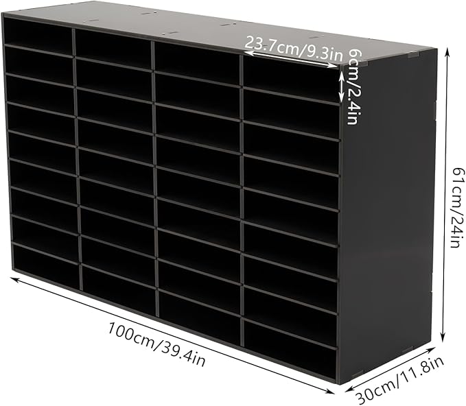 36 Slot Paper Organizer 36 Compartment Classroom Mailbox Adjustable Mail Sorter Desktop File Sorter, Paper Trays for Classroom, Office, Home (Black)