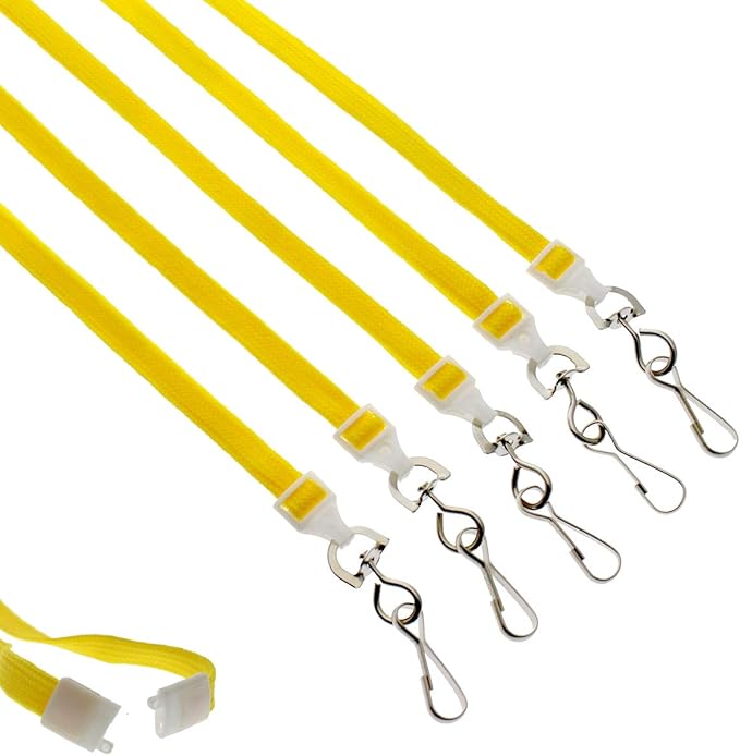 Specialist ID Bulk 25 Pack - Premium Flat Breakaway Lanyards for ID Badges & Badge Holders - 3/8" Wide Woven Safety Lanyard with Metal Swivel Hook for Teachers, Students, Cruise, Office (Yellow)