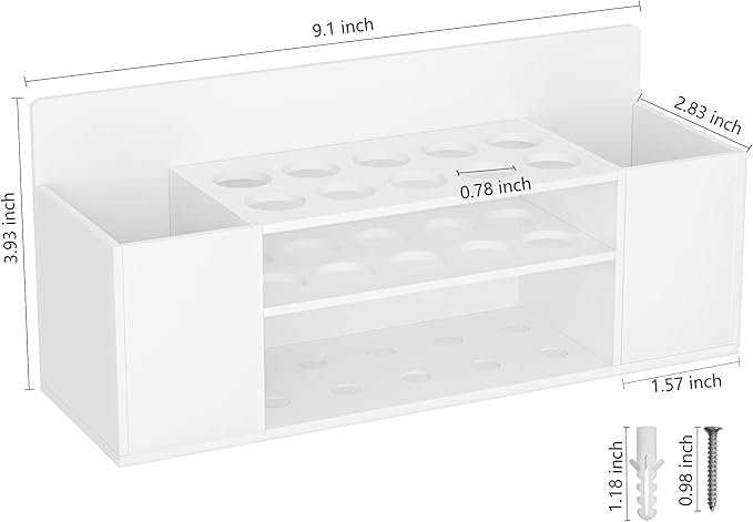 HBlife 2 Pack Acrylic Dry Erase Marker Holder Wall Mount, 10 Slots Whiteboard Marker Holder for Office, School and Home, Marker, Eraser and Whiteboard Cleaner Not Included, White