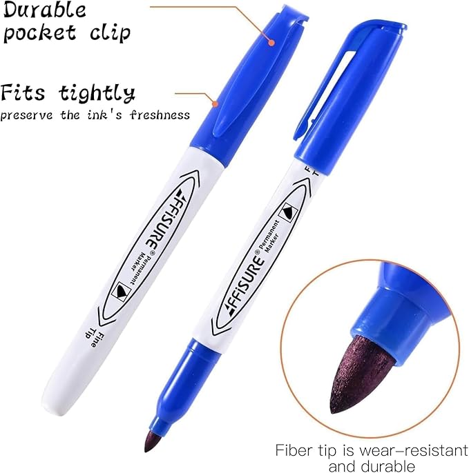 Affisure Permanent Markers Assorted Colors Set, 12 Colored Markers 12 Pack, Fine Point，Works on Wood, Plastic, Metal, and More, for Adults, Artist, Teacher, Kids