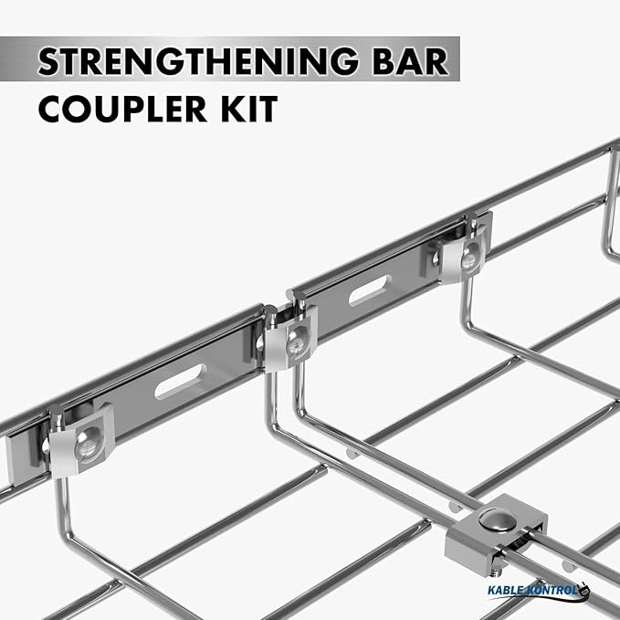 Kable Kontrol Stainless Steel Strengthening Bar Coupler – Splice Connection Hardware - Wire Mesh Tray Cable Management Rack Cable Basket, NEC Approved for Network, Fiber Optic, Cabling Accessory