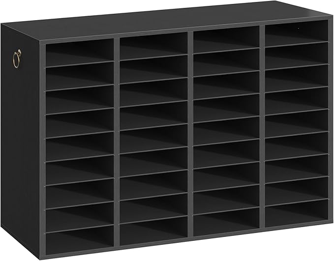 HOOBRO Wooden Literature Organizer, 36-Slot Mail Sorters, Removable Classroom Mailbox, Student Mailboxes for Classroom, Paper Storage Organizer, for Home, Office, Black BK36WF01