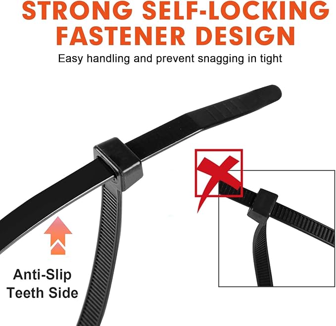 Zip Ties, RAZCC 120 Pack 12 inch Black Cable Ties, Heavy Duty Plastic Wire Ties with 120 lb Tensile Strength, Black Nylon Zip Ties for Indoor and Outdoor