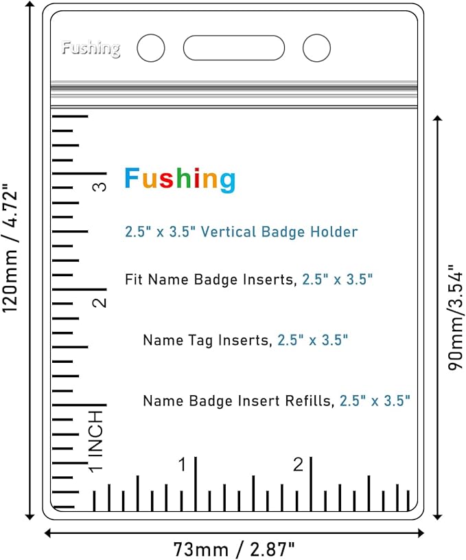 Fushing Pack of 100 Clear Plastic Vertical Badge Holders, Name Tag Holders, Card Holders (M)