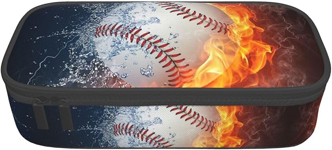 Baseball Ball Pencil Case Big Capacity Storage Pencil Pouch Stationery Bags With Zipper Portable Pen Holder Box Organizer For Boys Girls Teens Student College School Office Supplies