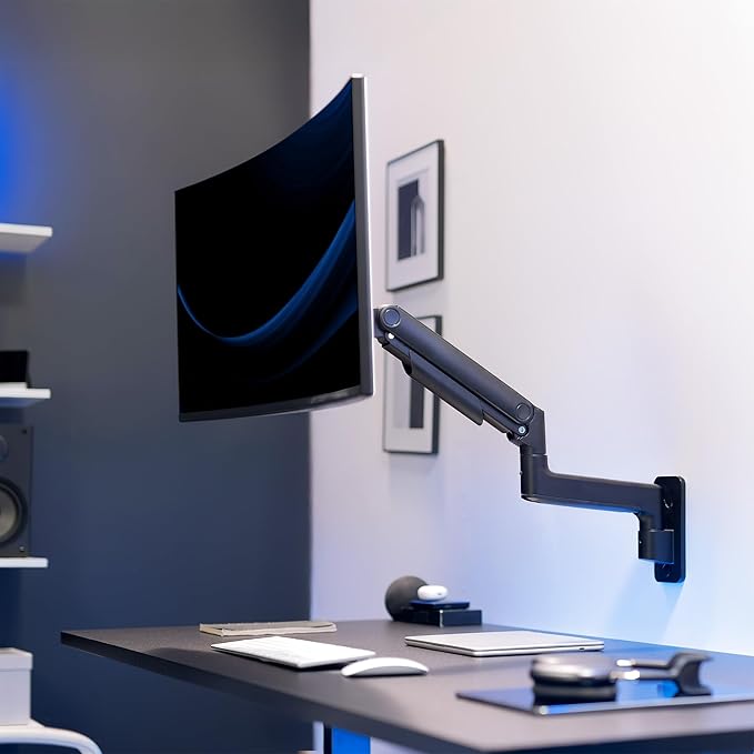 VIVO Premium Ultrawide Monitor Counterbalance Wall Mount for up to 49 inch Screens, Holds 44 lbs, Full Motion, Max VESA 100x100, Black, MOUNT-V101V