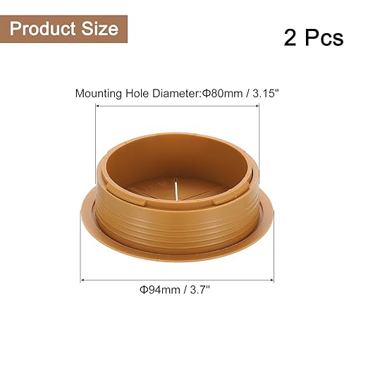 uxcell 2 Pcs Desk Grommet, 3.15 inch 80mm Desk Cable Hole Cover Wire Hole Insert for Home Office Table Cabinet Cord Organizer, Brown
