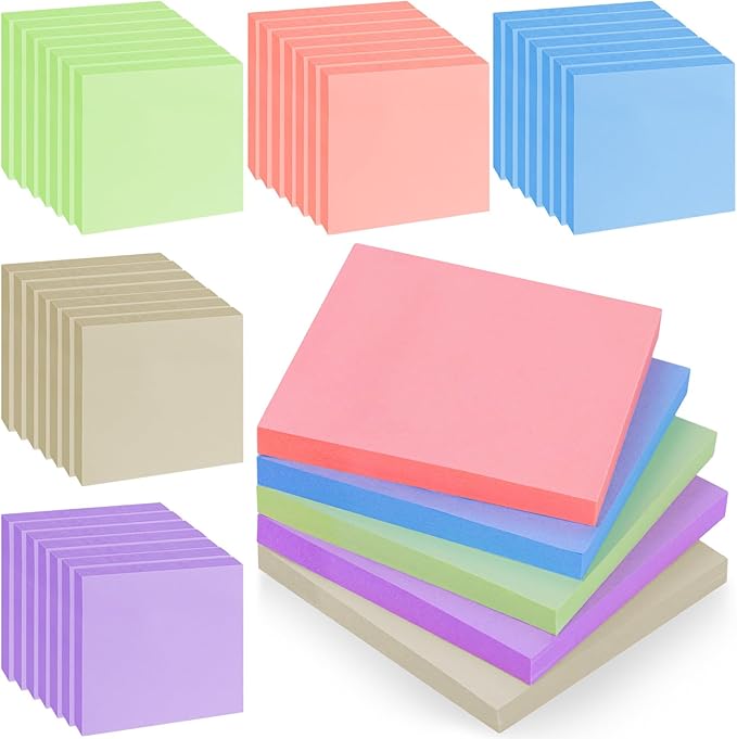 35 Pack Sticky Notes Bulk 3 x 3 In Self Stick Notes Pads Colorful Posted Note in 5 Morandi Pastel Colors Adhesive Paper Memo 75 Sheets/Pad Easy to Post for Office Home School Notebook Wall Door Window