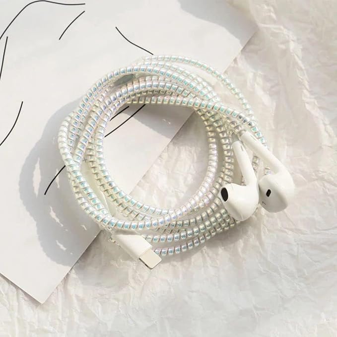 Cable Protector Animal Proof Wire Repair, Pink Cord Protector for Pets Headphone Saver Spiral Cable Wrap Strain Relief, Cord Sleeve for Phone Cable USB Date Cable