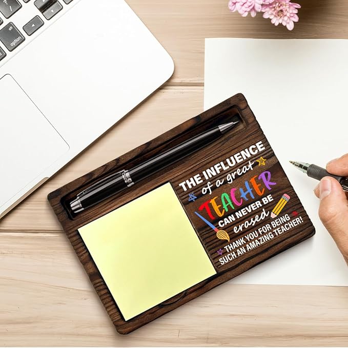 Thank You Teacher Gifts for Women Men Sticky Note Holder Teachers Appreciation Gifts The Influence of a Great Teacher Can Never Be Erased Self-Stick Note Pad Holders Home Office Decor