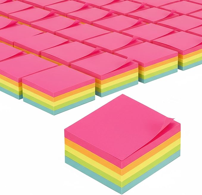 Thenshop 60 Packs Sticky Notes Bulk 3x3 Inches Colorful Self Stick Note Pads Paper Memo for Office School Notebook Supplies, 60 Pads, 50 Sheets/pad (Bright Color)