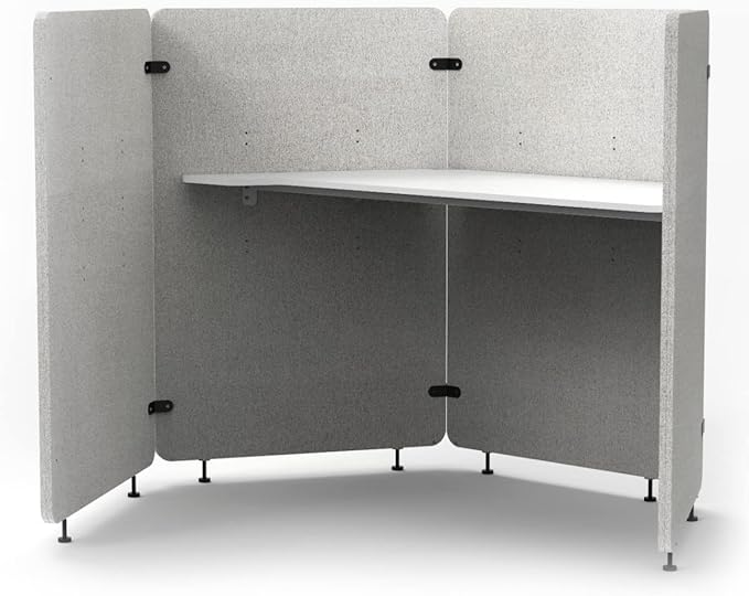 Stand Up Desk Store Noise Reducing Recycled PET 4 Panel Workpod with Height Adjustable Desk (Cool Gray, 73" W x 62.75” D x 54.5” H)